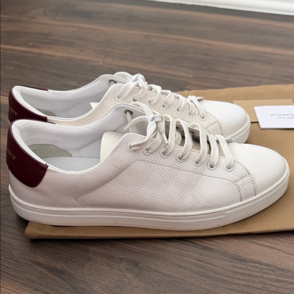 Burberry Men’s White Leather Sneakers - Picture 3 of 12